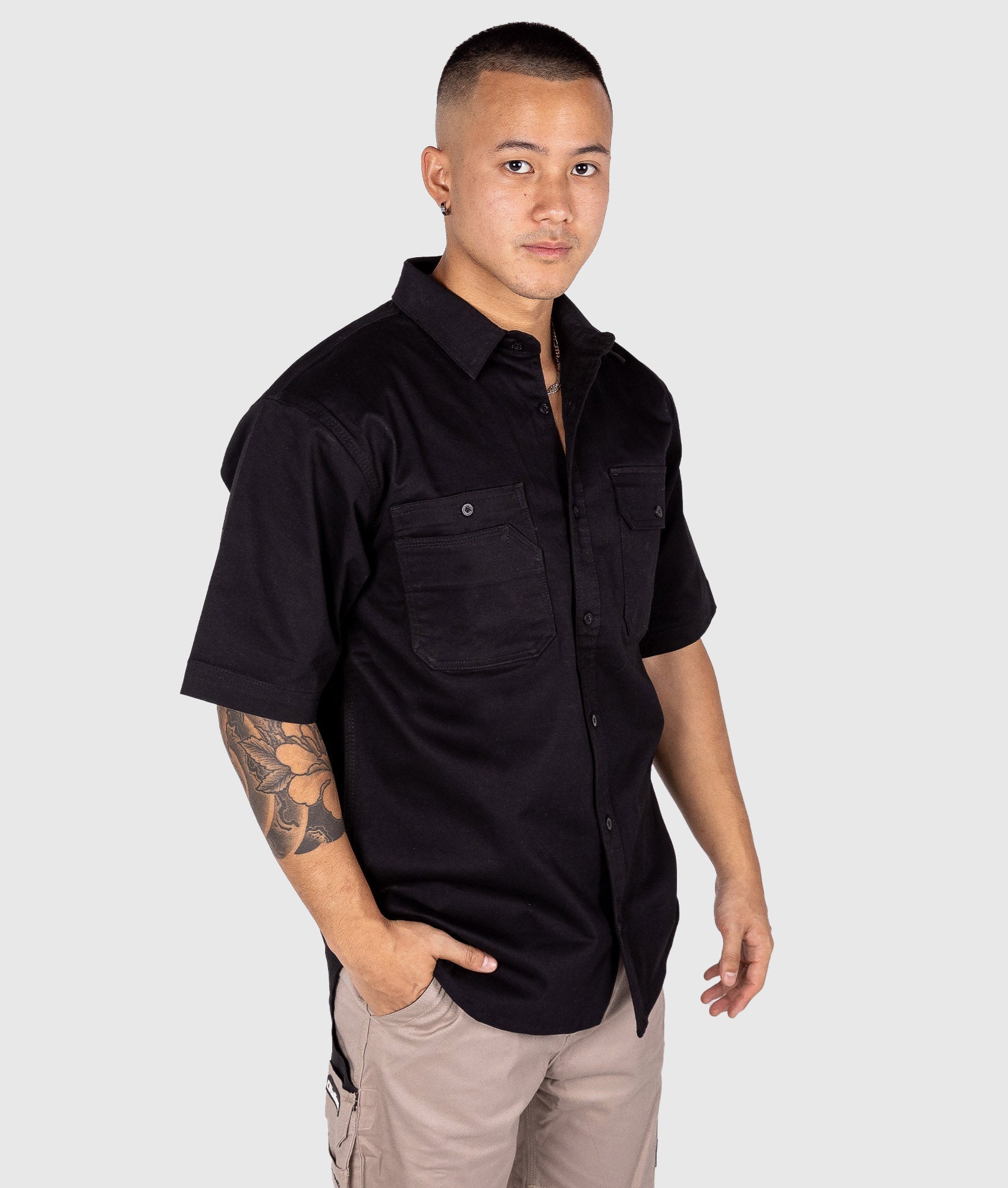 Short Sleeve Work Shirt - Black – Hardtuned