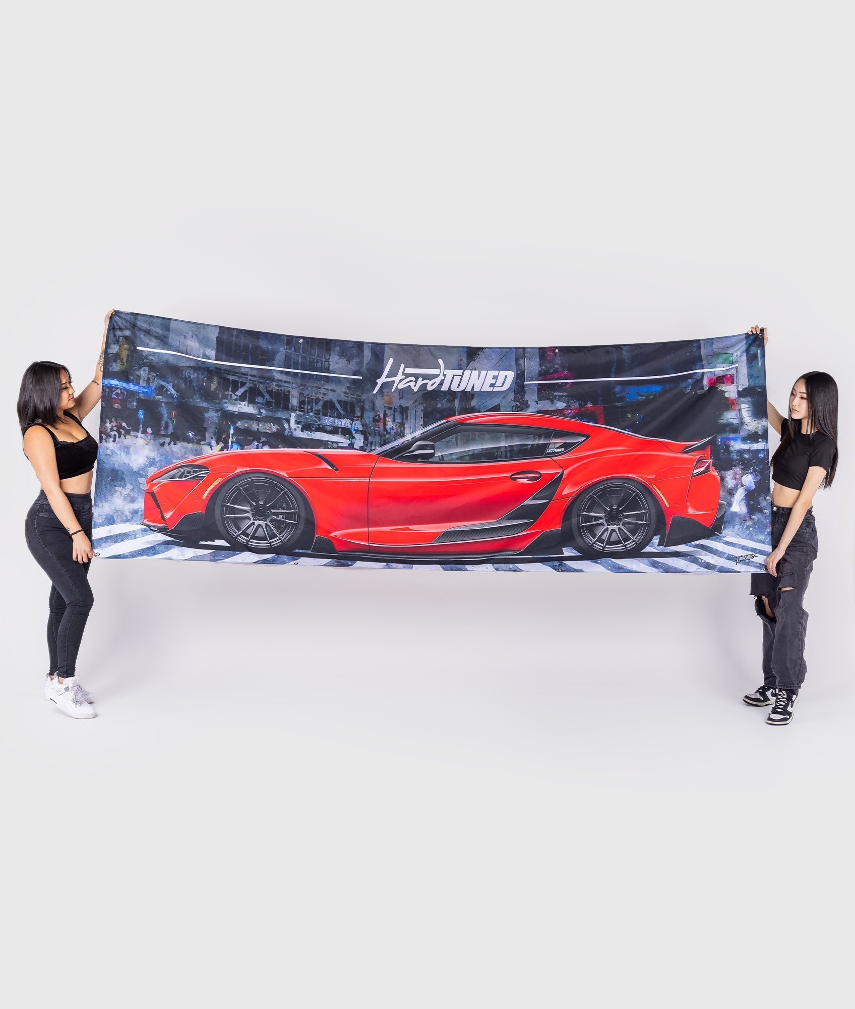 Giant Toyota Supra MKV Red Garage Flag - Hardtuned