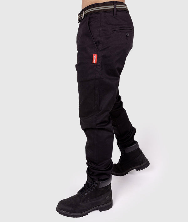 HardTuned Grid Cuffed Chinos - Black - Hardtuned HardTuned Grid Cuffed Chinos - Black - Hardtuned