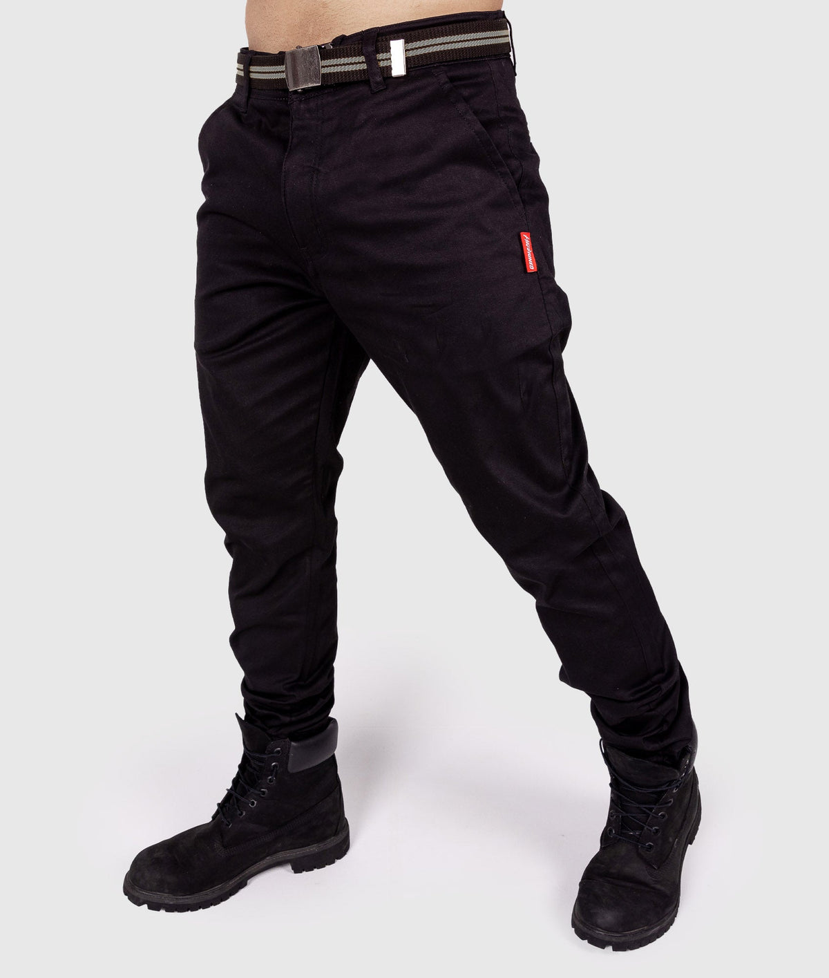 HardTuned Grid Cuffed Chinos - Black - Hardtuned HardTuned Grid Cuffed Chinos - Black - Hardtuned