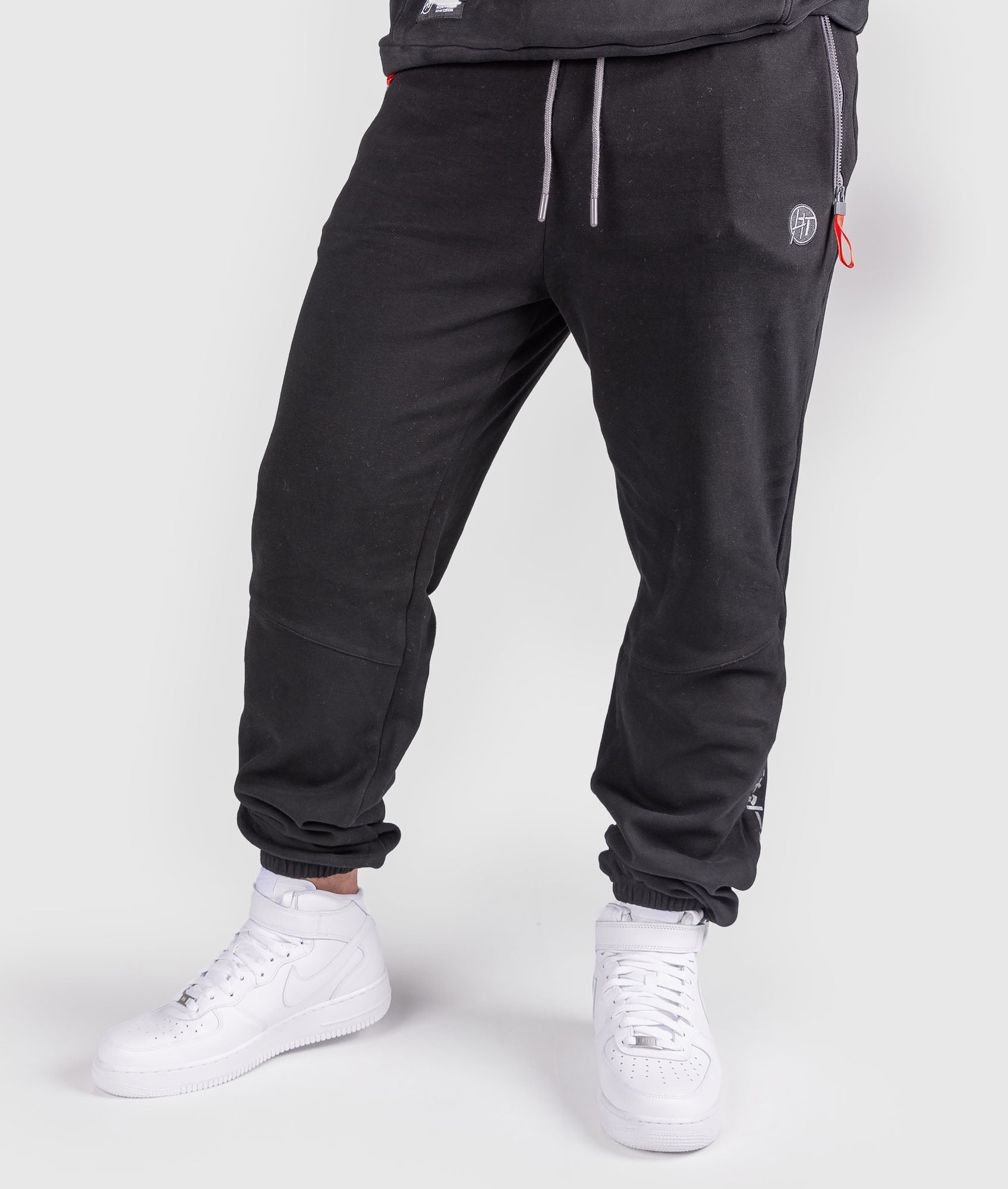 Black Knee Quilted Fleece TrackPant