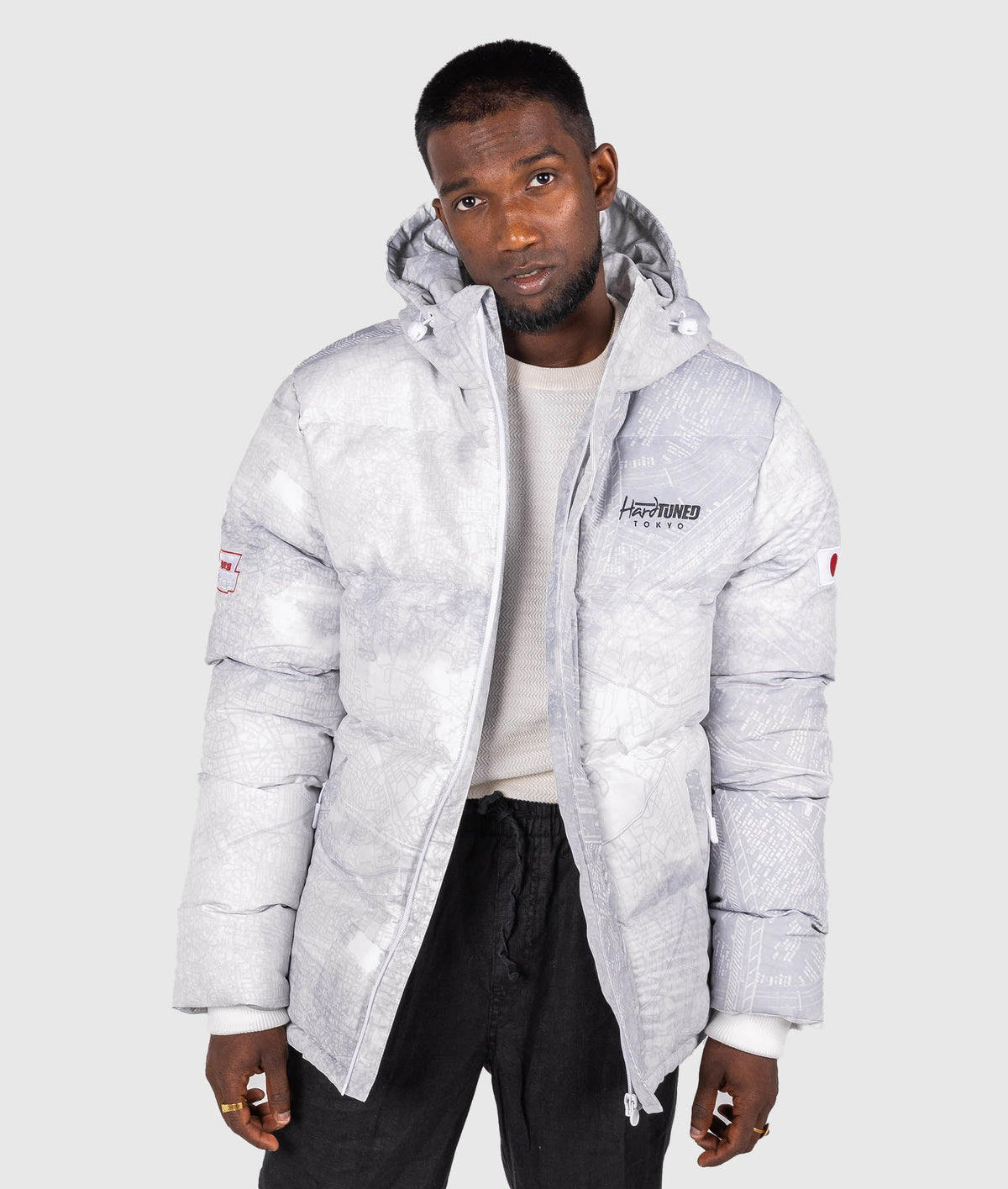 Mens Shuto White Puffer Jacket Hardtuned