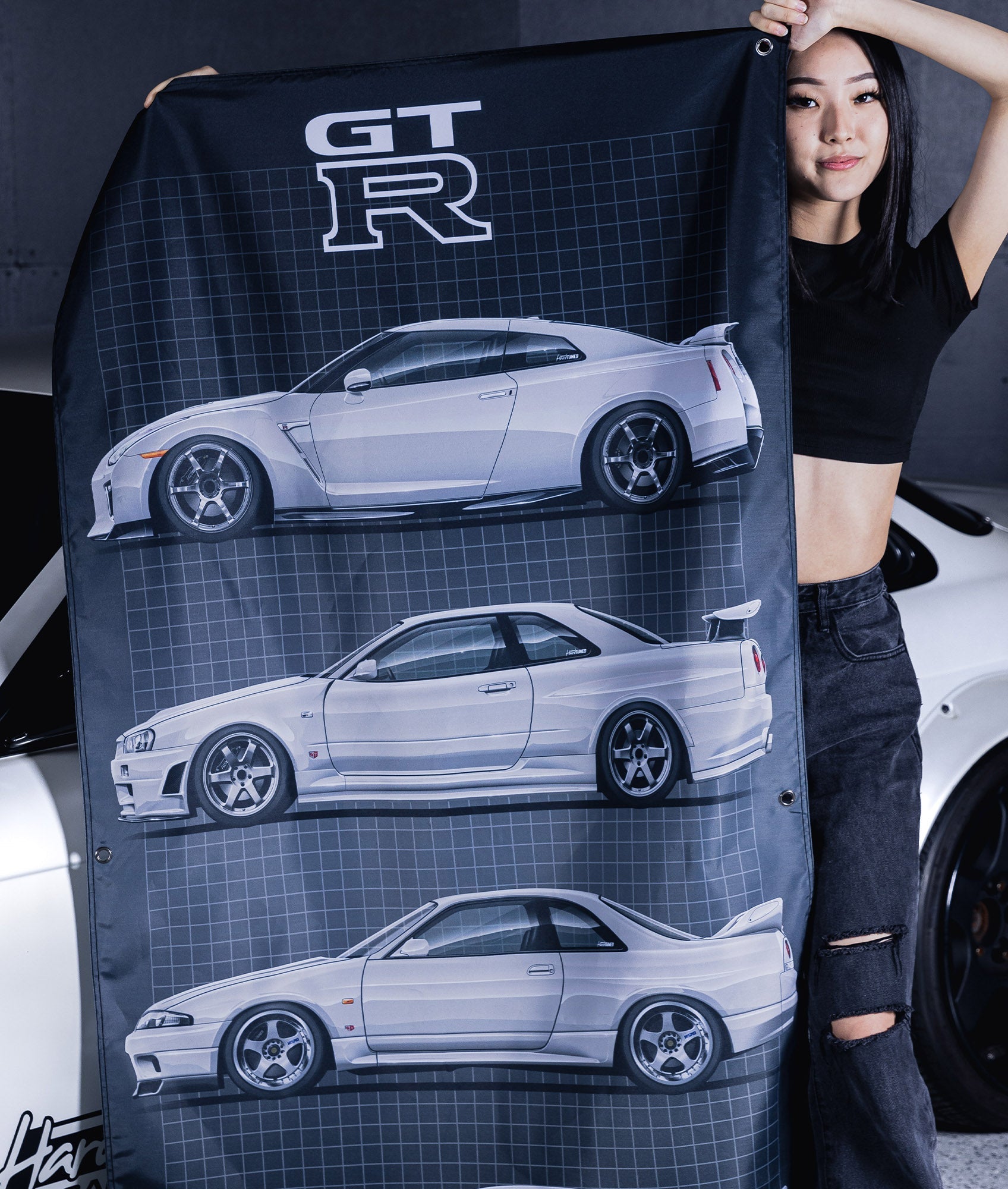 Nissan GTR Generations Garage Flag - Hardtuned